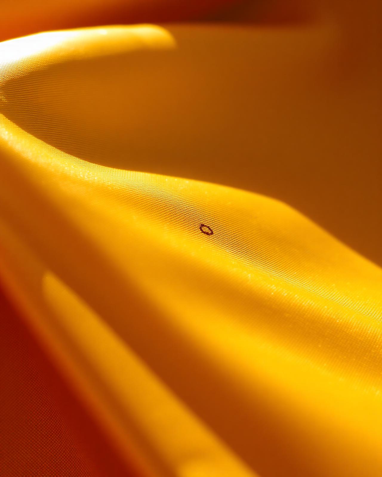 Macro of honey-gold silk with subtle honeycomb weave